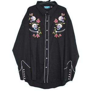Bennys Mens 3XL Western Cowboy Embroidered Pearl Snap Button Up Shirt N1395